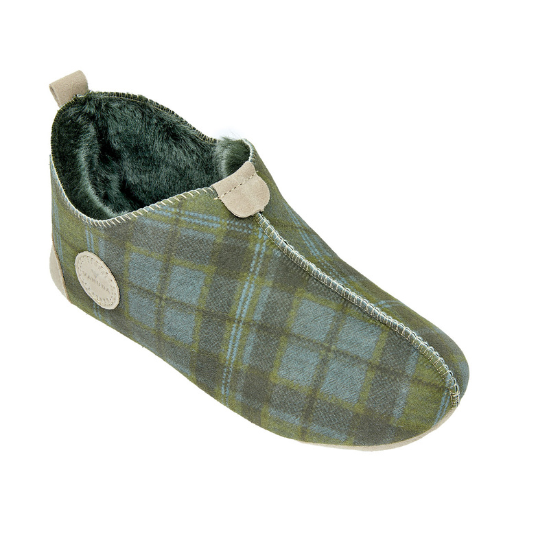 Kapcie damskie w kratę OXFORD Tartan zielone
