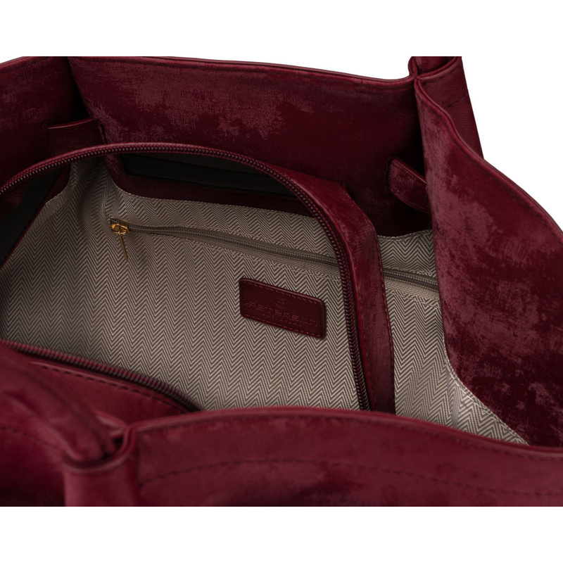 Duża shopperka damska wykonana ze skóry ekologicznej w bordowym kolorze, jednokomorowa - Peterson