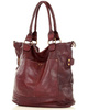 Torebka skórzana XL shopper vintage bag z kieszeniami vera pelle - MARCO MAZZINI burgund
