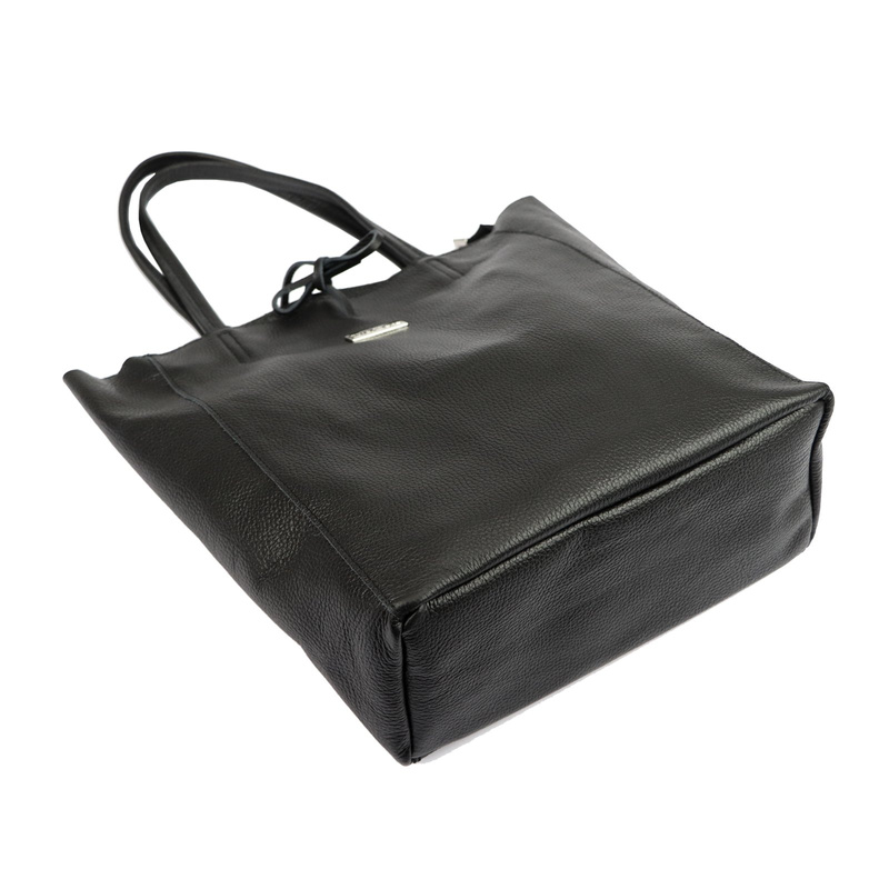 MiaMore Skórzana damska shopperbag duża torabka na ramię z kieszenią