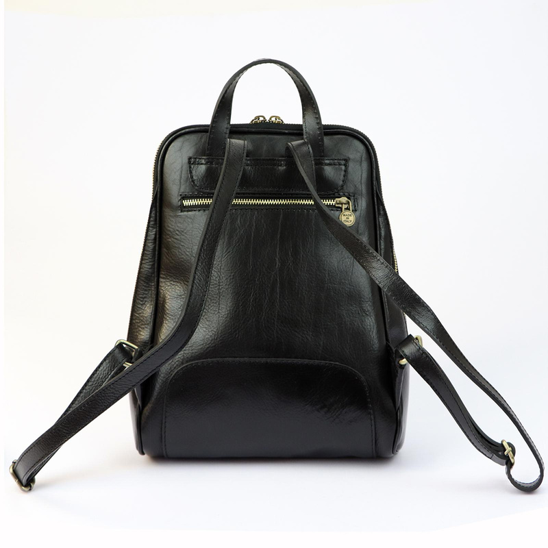 Florence Miejski Damski plecak skóra naturalna z kieszeniami na suwak