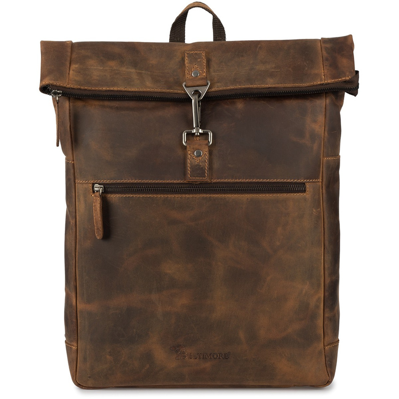 Plecak skórzany na laptopa 15,6 biznesowy duży A4 pojemny brązowy premium Beltimore N19