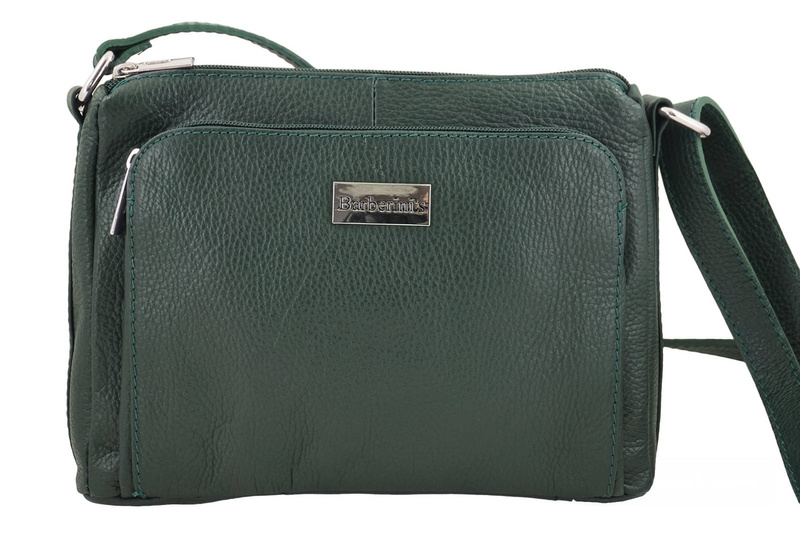 Listonoszka skórzana z kieszeniami - Zielona ciemna