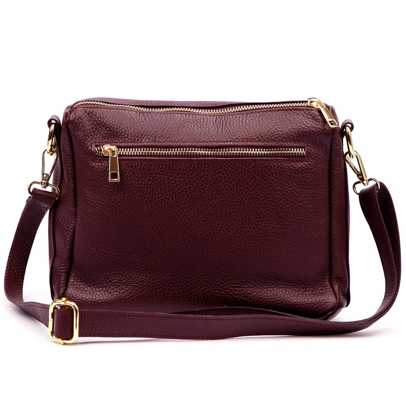 Luka damska listonoszka na ramię skóra naturalna dwie komory trzy kieszenie