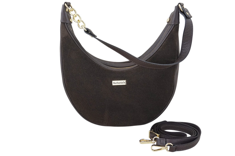 Stylowa torebka z zamszowym wykończeniem - Brązowa ciemna