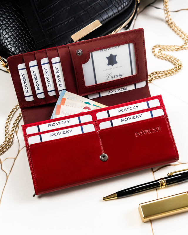 skóra naturalna + Damski portfel ze skóry ekologicznej Rovicky RPX-20A-3