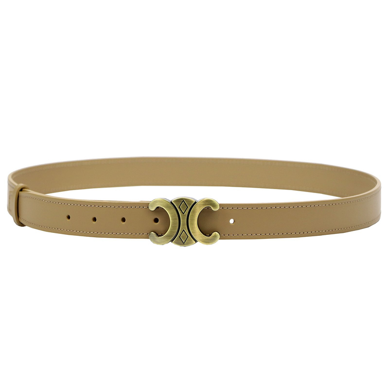 Gregorio Damski pasek do spodni skóra naturalna ze stylową klamrą złotą