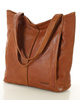Miękka torba typu shopper skórzana na ramię - MARCO MAZZINI - brąz camel
