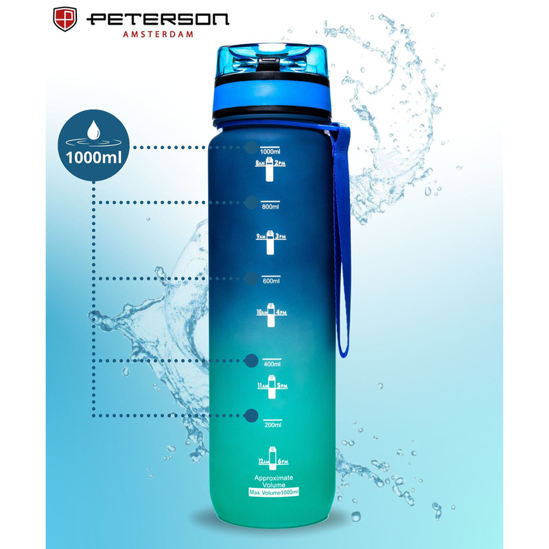 Niebiesko-zielony, tritanowy bidon na wodę o pojemności 1000 ml - Peterson