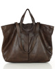 Duża torba shopper skórzana podwójne rączki - MARCO MAZZINI ciemny brąz