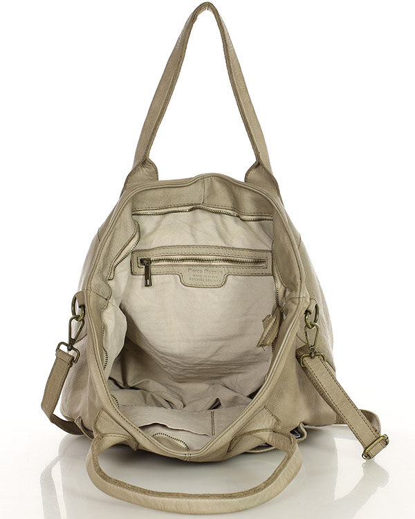 Torebka skórzana shopper bag - MARCO MAZZINI beż taupe
