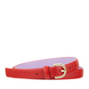 DUDU Damski skórzany pasek Skinny Waist Belt, Made in Italy, H 20mm, do sukienek, spodni jeansowych, ze złotą klamrą