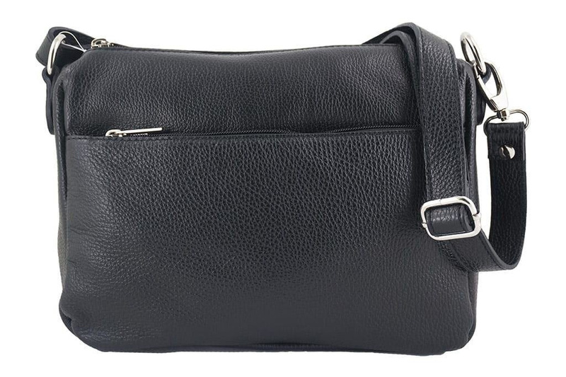 Listonoszka ze skóry naturalnej - Czarna