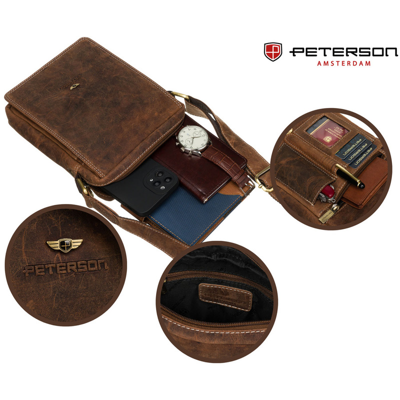 Saszetka męska z naturalnej skóry Peterson PTN 250586-NSH