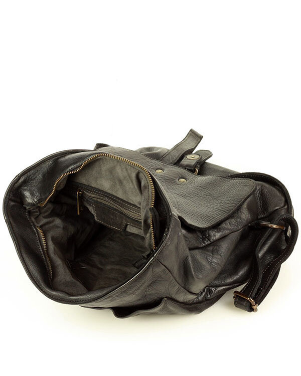 MARCO MAZZINI Miejski plecak skórzany w stylu old look handmade leather czarny