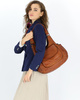 Włoska torebka skórzana z kieszenią z przodu retro bag handmade - MARCO MAZZINI brąz camel