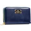 Granatowy portfel damski w typie piórnika ze skóry ekologicznej zamykany suwakiem - Peterson