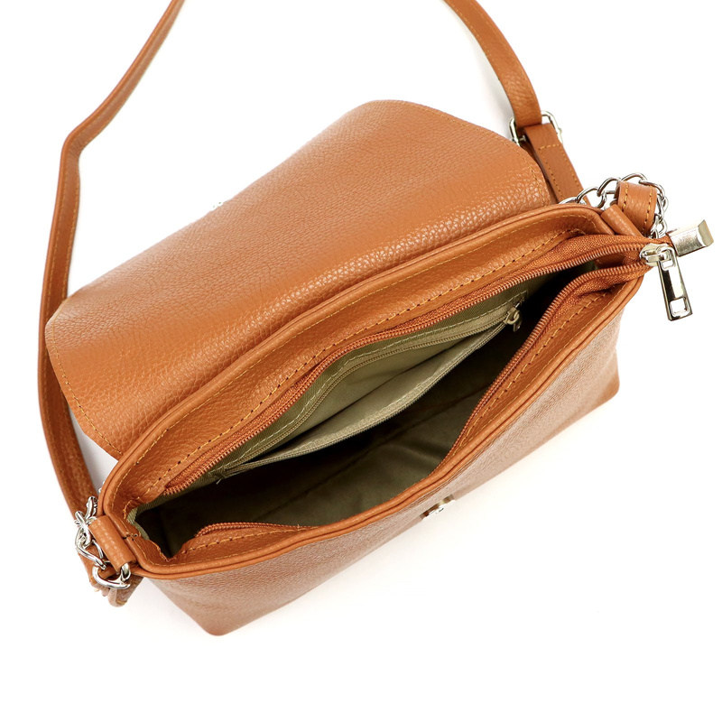 Luka Listonoszka damska skórzana torebka na ramię krótki łańcuszek klapa