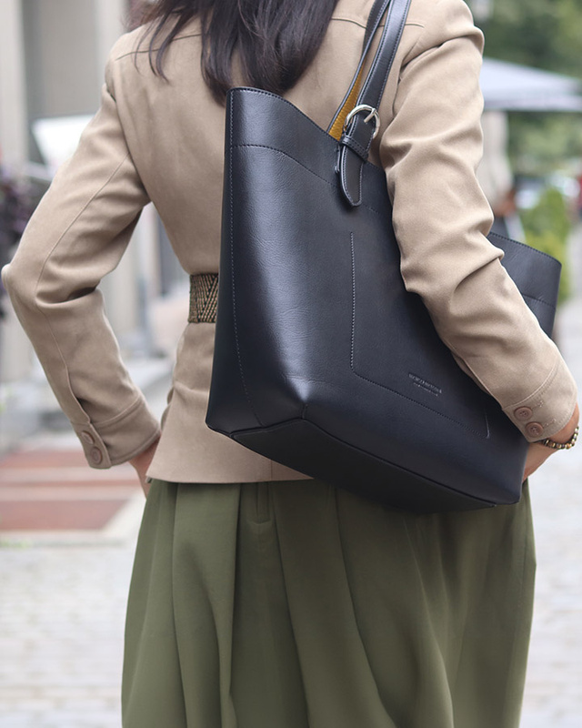 Torebka luksusowa shopperka na ramię skóra premium MARCO MAZZINI brązowa