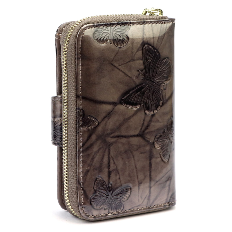 Gregorio portfel damski skóra naturalna lakierowana pionowa portmonetka