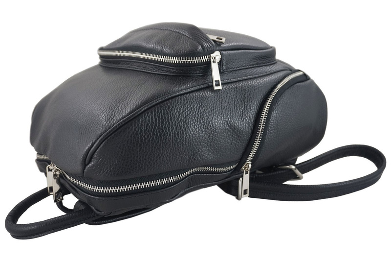 Plecak skórzany damski CASUAL - Zielony ciemny