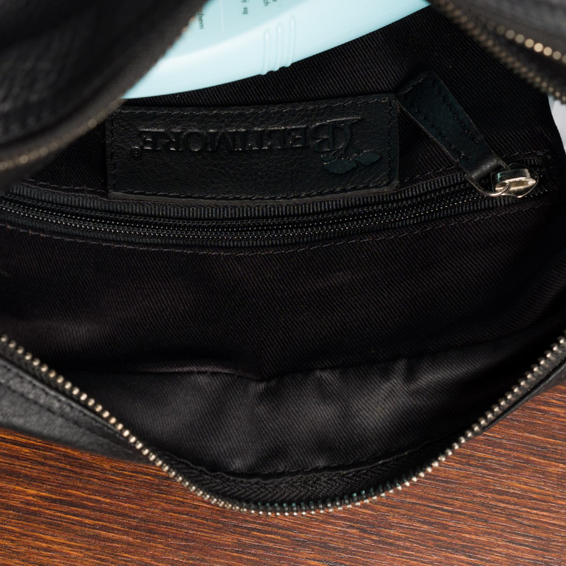 Kosmetyczka skórzana czarna saszetka podróżna duża Beltimore J48