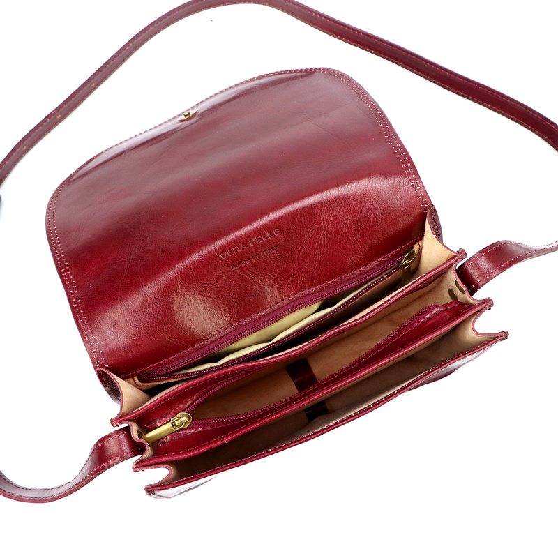 Florence Skórzana damska listonoszka przez ramię dwie komory kieszenie