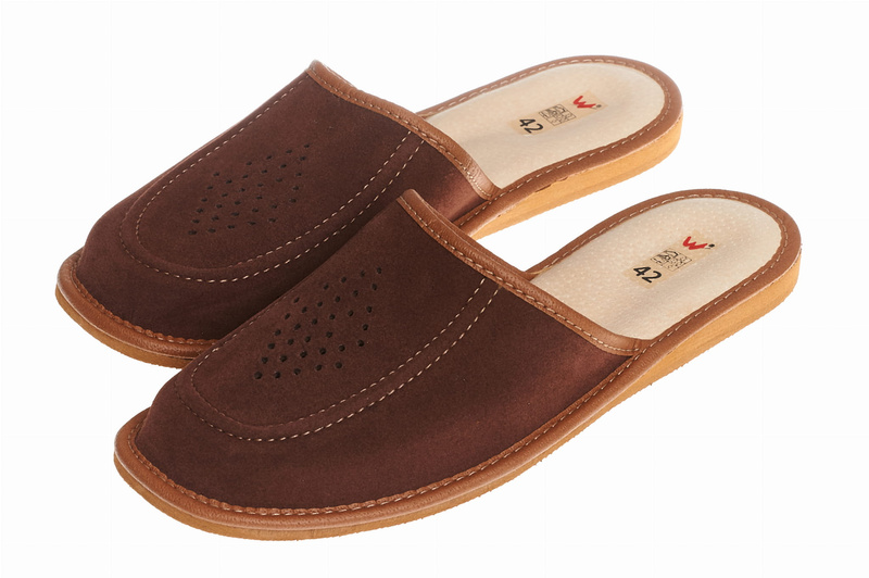 Wójciak Podhale ocieplane męskie domowe kapcie skóra naturalna zabudowane