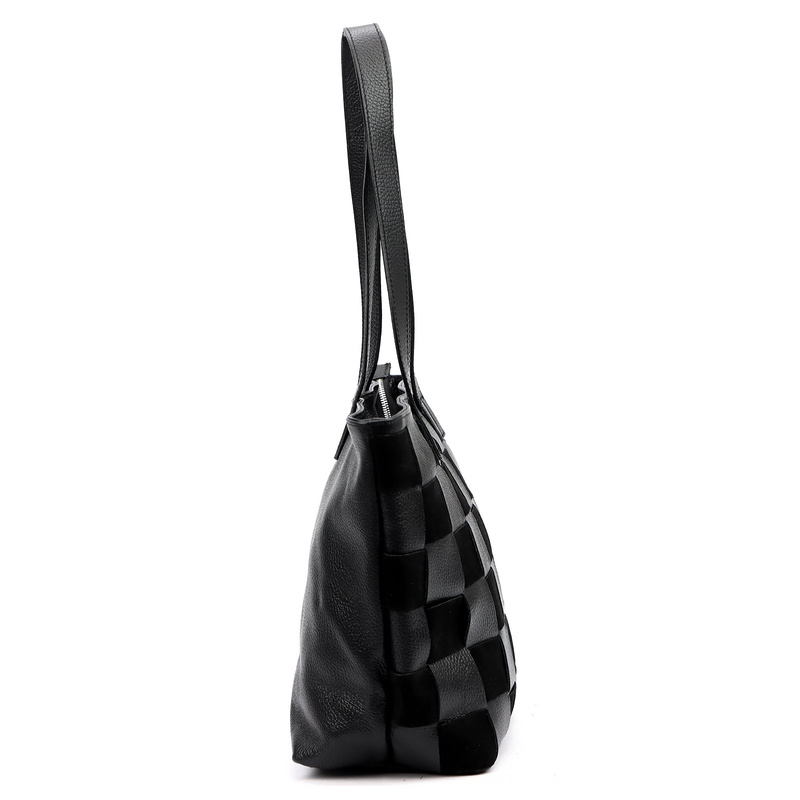 Luka Duża dwukomorowa damska shopperbag pleciony wzór torebka na ramię