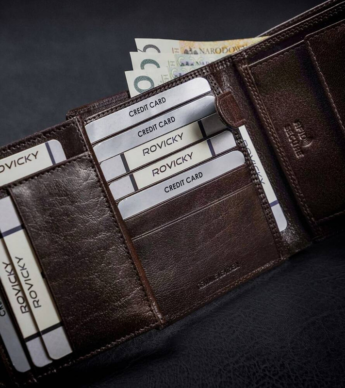 Skórzany męski portfel Rovicky PC-102-BAR RFID