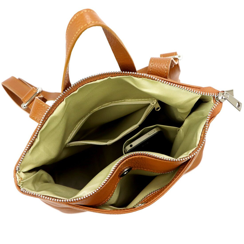 Luka Skórzany damski miejski plecak na ramię z kieszeniami pojemny