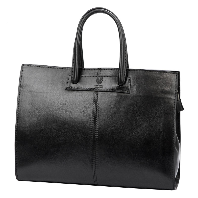 Florence Duża Damska skórzana torebka na dokumenty do pracy z paskiem