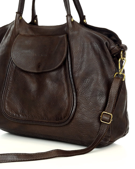 MARCO MAZZINI Torebka skórzana shopper bag ispirato dalla natura brąz