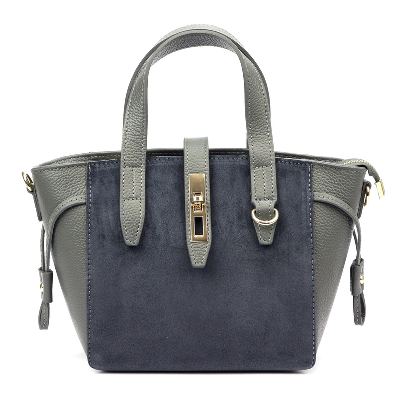 Luka Skórzany damski kuferek torebka do ręki z dopinanym paskiem elegancki