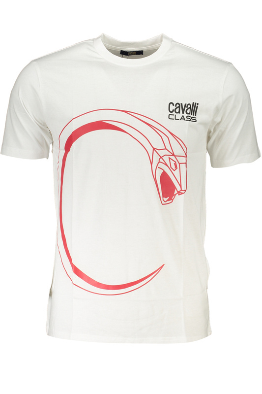 T-SHIRT MĘSKI Z KRÓTKIM RĘKAWEM KLASY CAVALLI BIAŁY