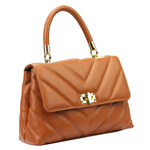 Luka listonoszka damska skóra naturalna pikowana z paskiem uchwytem