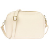 Skórzana damska torebka listonoszka ecru dwukomorowa pojemna na pasku P10