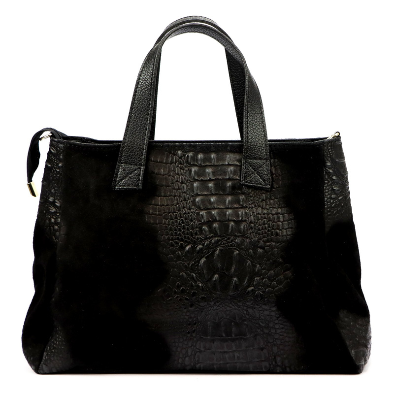 Luka duży damski kuferek skóra naturalna torebka z paskiem i kieszenią