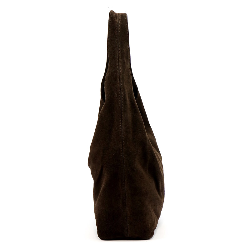 Vera Pelle damska duża torebka na ramię skóra naturalna zamszowa shopperbag