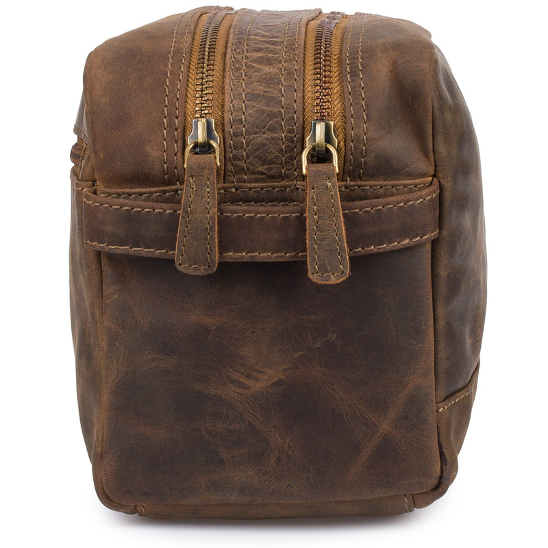 Kosmetyczka skórzana brązowa nubuk saszetka podróżna duża Beltimore J49