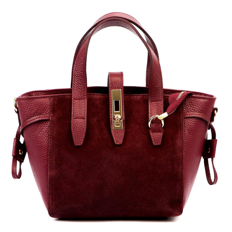 Luka Skórzany damski kuferek torebka do ręki z dopinanym paskiem elegancki