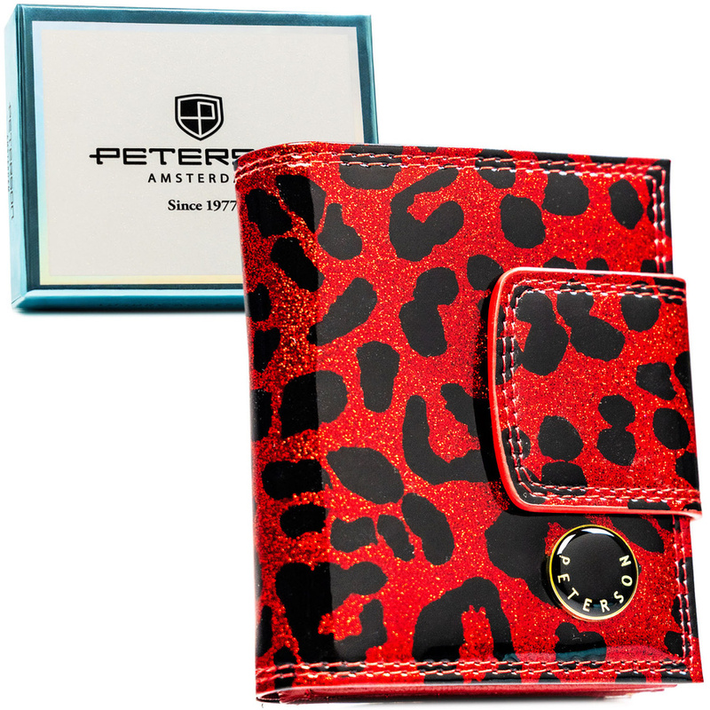 Mały portfel damski ze skóry ekologicznej i naturalnej w czerwonym kolorze - Peterson