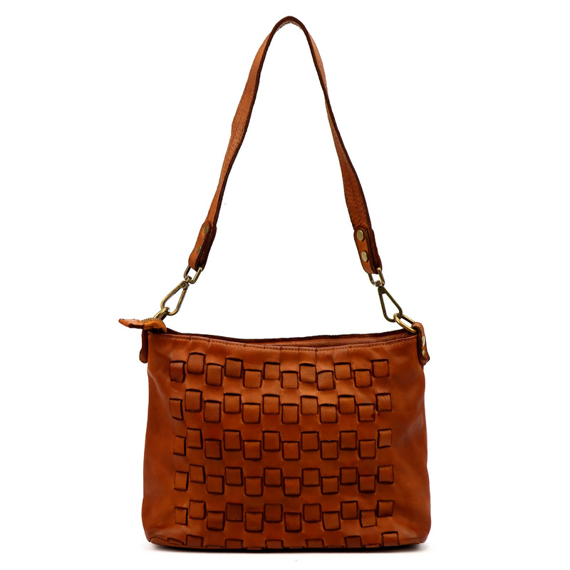 Vera Pelle damska listonoszka pleciona torebka przez ramię z kieszeniami