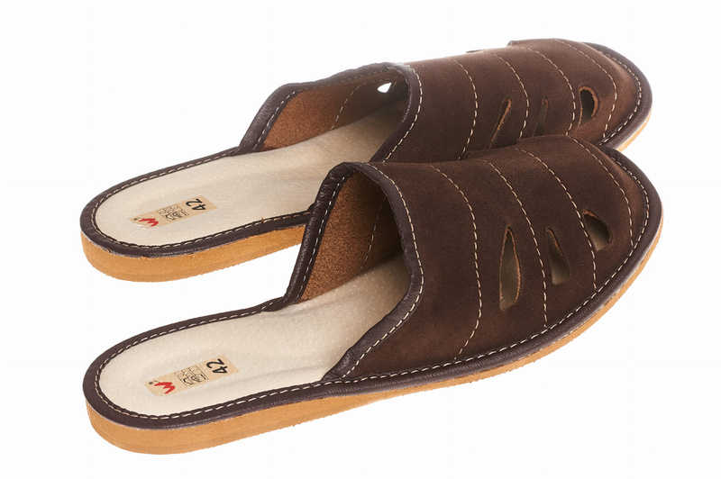 Wójciak Podhale ocieplane męskie domowe kapcie skóra naturalna zabudowane