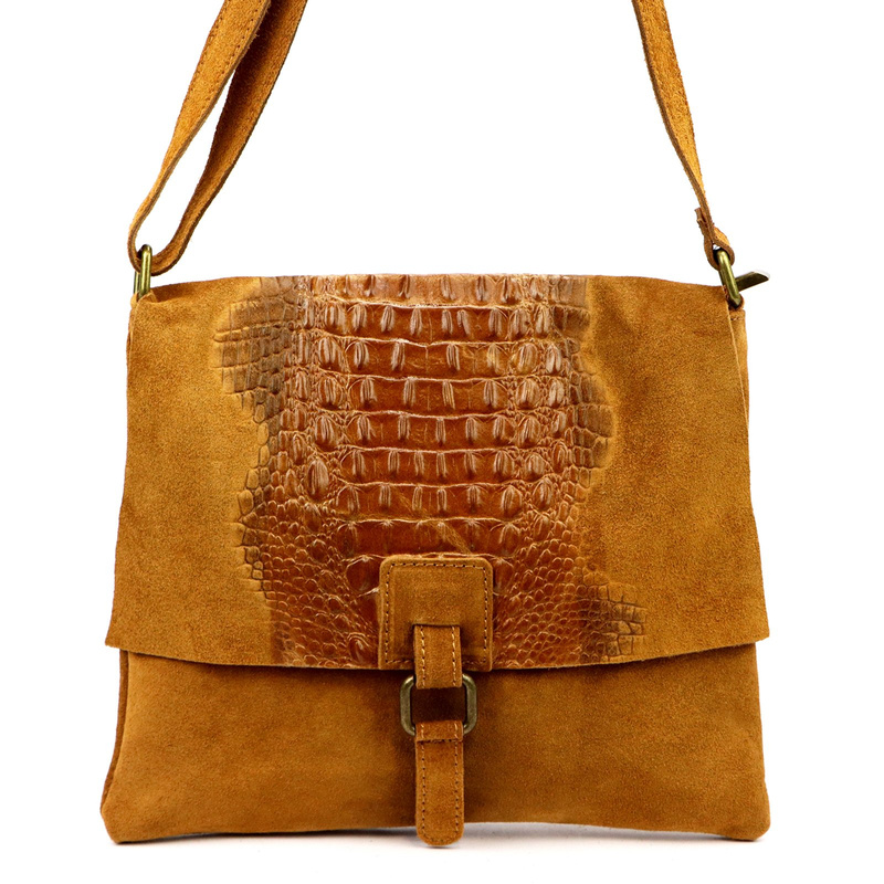 Vera Pelle damska listonoszka skórzana torebka na ramię skóra krokodyla