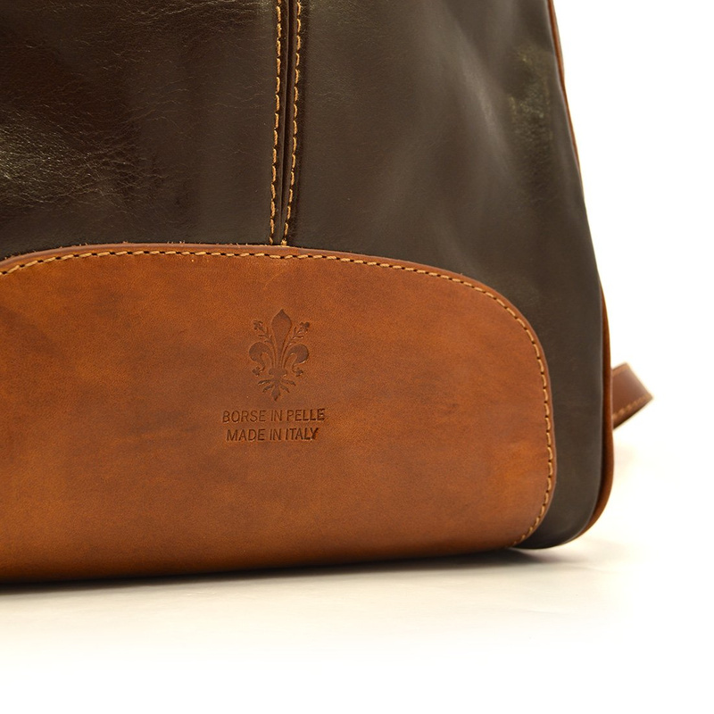 Florence Miejski Damski plecak skóra naturalna z kieszeniami na suwak