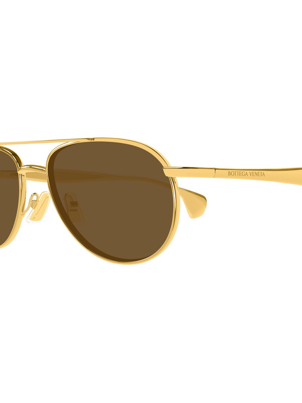 Uniseksowe okulary przeciwsłoneczne Bottega Veneta BV1419S-001 złoto-brązowe