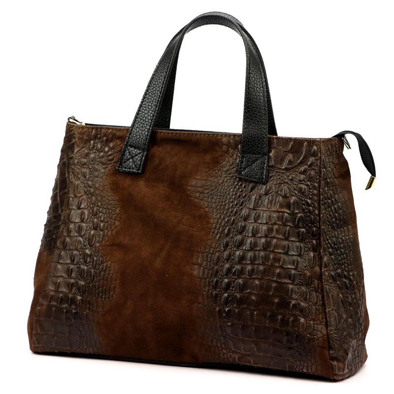 Luka duży damski kuferek skóra naturalna torebka z paskiem i kieszenią