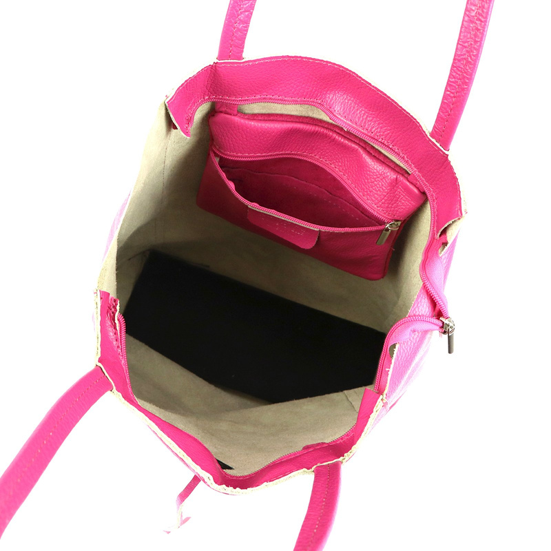 Skórzana damska shopperbag z kieszenią od MiaMore