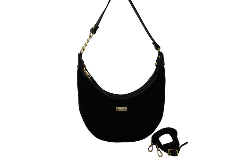 Stylowa torebka z zamszowym wykończeniem - Czarna